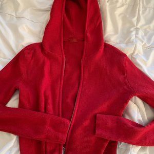Red zip up jacket